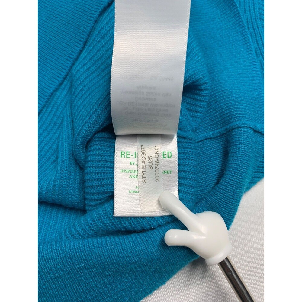 J. Crew Teal Cashmere Short Sleeve Sweater Size M Medium Ribbed Knit Top - Picture 9 of 9